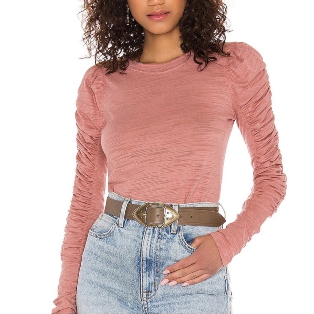 Free People Natasha Ruffle Sleeve Tee Size M